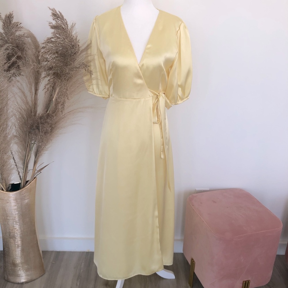 Zara Yellow Satin Dress
